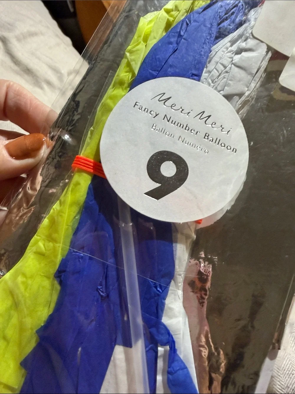 Meri Meri Silver Number 9 Balloon with Tassel